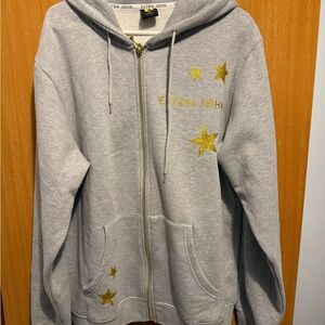 Elton john Gray Hoodie with Gold Star Accents